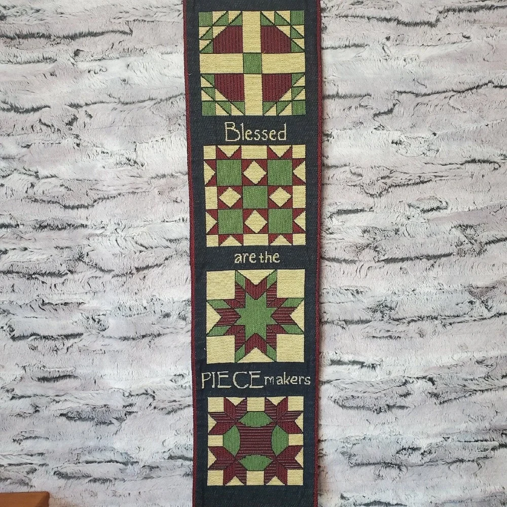 BLESSED ARE THE PIECE MAKERS Hanging Quilter's Craft‎ Room Tapestry Pendant
